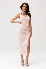 Sexy decorative rose slit cocktail dress