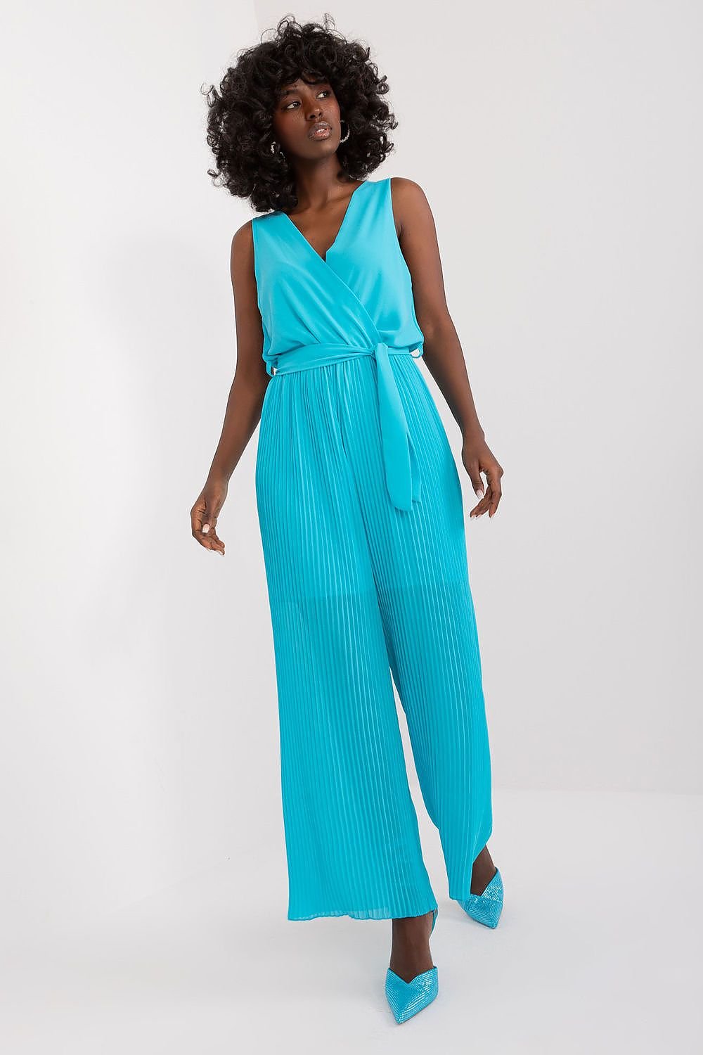 Summer pleated bottom sleeveless jumpsuit