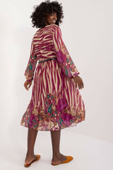 Flared cut colorful print long sleeve daydress