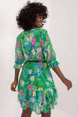 3/4 sleeve colorful print daydress