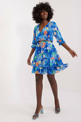 3/4 sleeve colorful print daydress