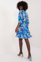 3/4 sleeve colorful print daydress