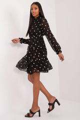 Long sleeves flared cocktail dress