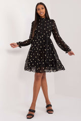 Long sleeves flared cocktail dress