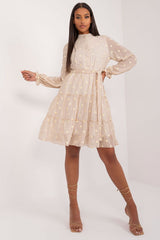 Long sleeves flared cocktail dress