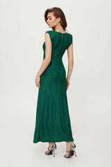 Long metallic thread minimalist style evening dress