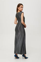 Long metallic thread minimalist style evening dress