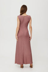 Long metallic thread minimalist style evening dress