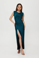 Long metallic thread minimalist style evening dress