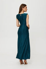 Long metallic thread minimalist style evening dress