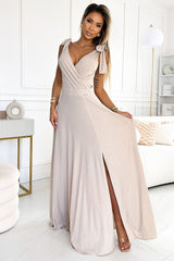 Elegant sensual slit evening dress