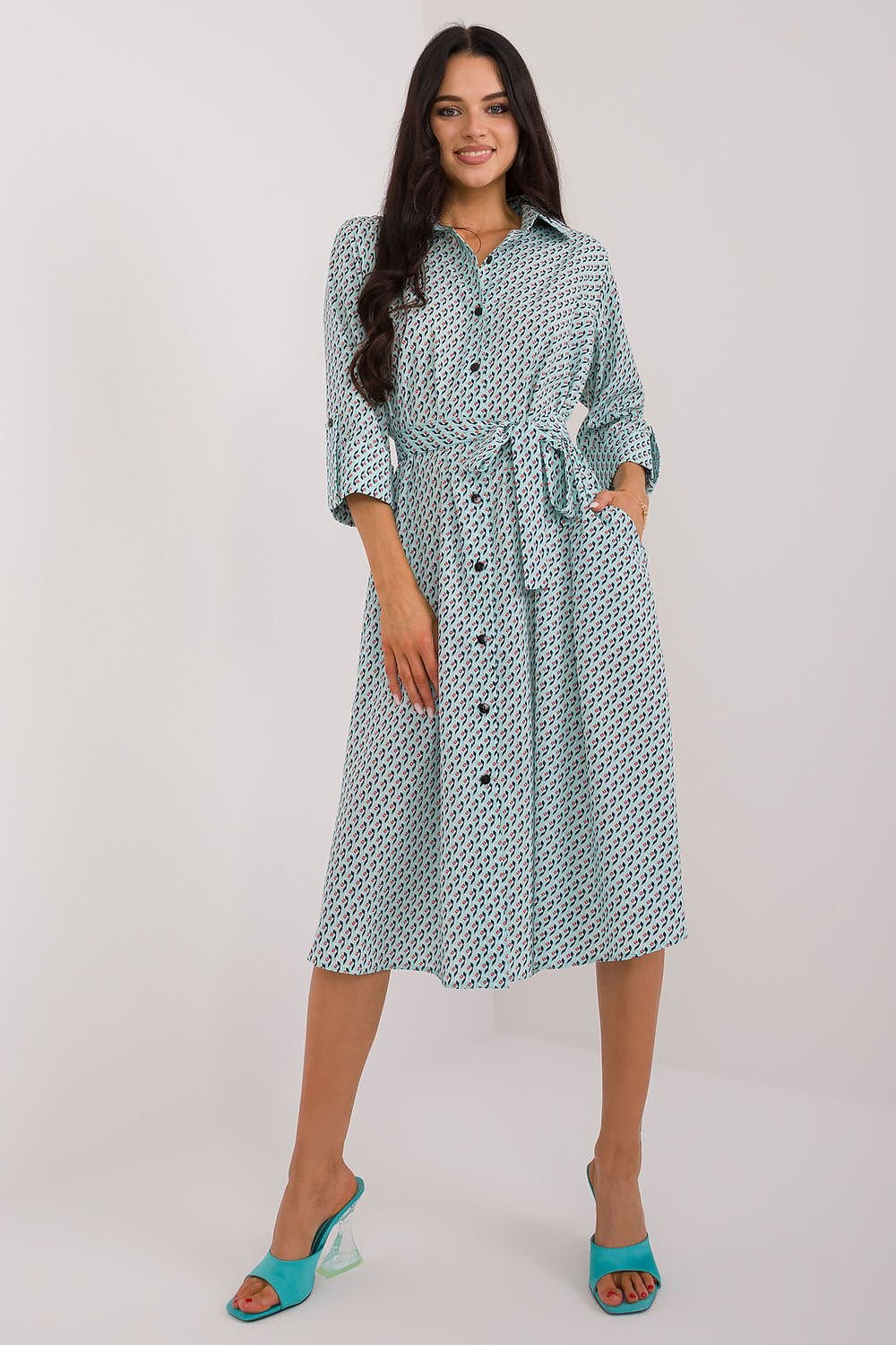 3/4 Sleeves flared cut shirt day dress