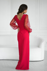 Phenomenal long sequin sleeves evening dress