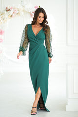 Phenomenal long sequin sleeves evening dress