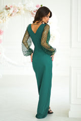 Phenomenal long sequin sleeves evening dress