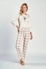 3/4 sleeve blouse and long pants pyjama set