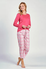 Pink long-sleeved blouse pyjama set