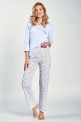 3/4-sleeve blouse delicate print pyjama set