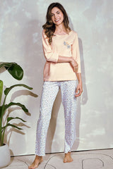 3/4-sleeve blouse delicate print pyjama set