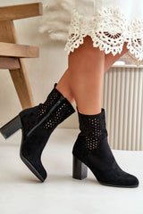 Women's ankle boots with a lacy upper