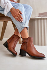 Women's heel ankle boots made of eco leather