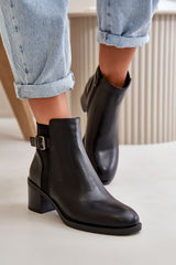 Women's heel ankle boots made of eco leather