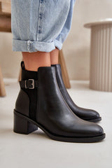 Women's heel ankle boots made of eco leather