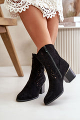 Women's lacy upper heels ankle boots