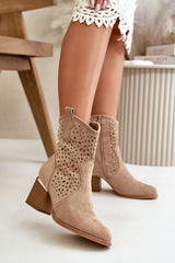 Women's lacy upper heels ankle boots