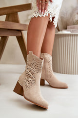 Women's lacy upper heels ankle boots