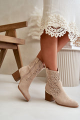 Women's lacy upper heels ankle boots