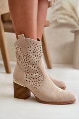 Women's lacy upper heels ankle boots