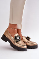 Flat heel platform natural leather mocassins