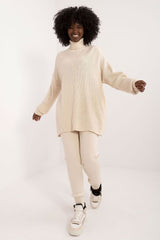 Long turtleneck sweater and pants set