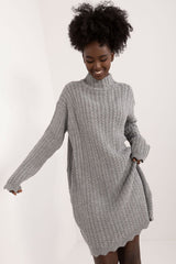 Mini knitted dress with a turtleneck