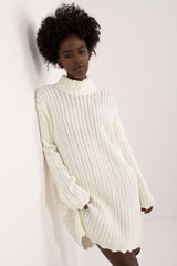 Mini knitted dress with a turtleneck