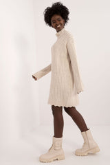 Mini knitted dress with a turtleneck