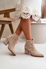 Low cowboy heel ankle boots