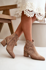 Low cowboy heel ankle boots