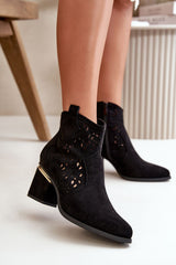 Low cowboy heel ankle boots