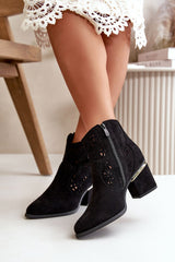 Low cowboy heel ankle boots