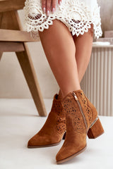 Low cowboy heel ankle boots