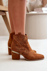 Low cowboy heel ankle boots