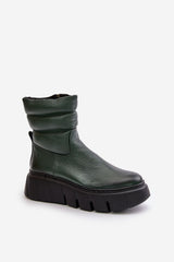 Buskin platform leather ankle boots