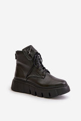 Buskin platform leather black boots