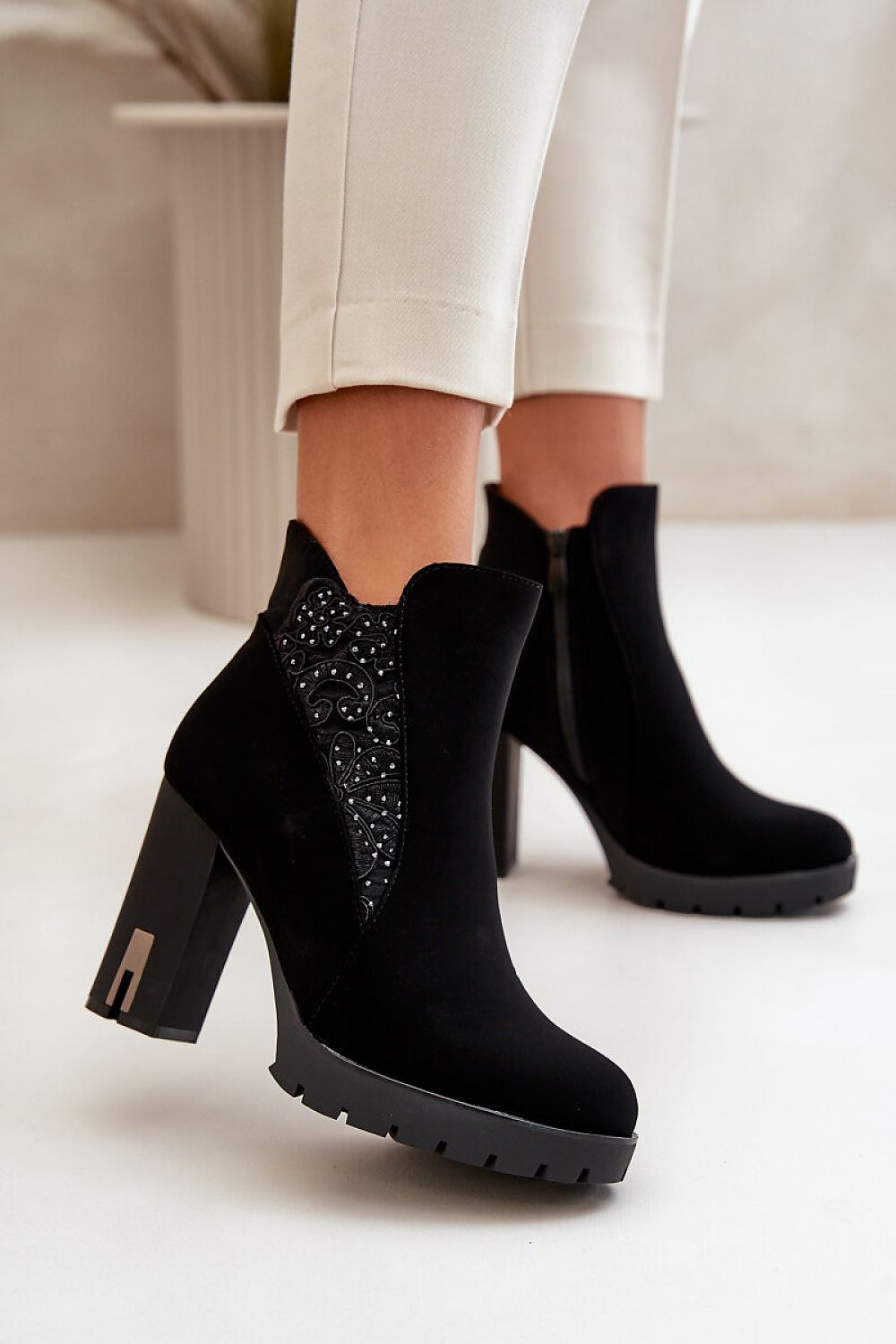 Women's ankle boots on a high heel