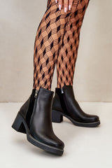 Women's ankle heel boots made of eco leather