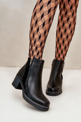 Women's ankle heel boots made of eco leather