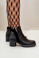 Women's ankle heel boots made of eco leather