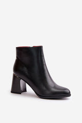 Block heel black ankle boots